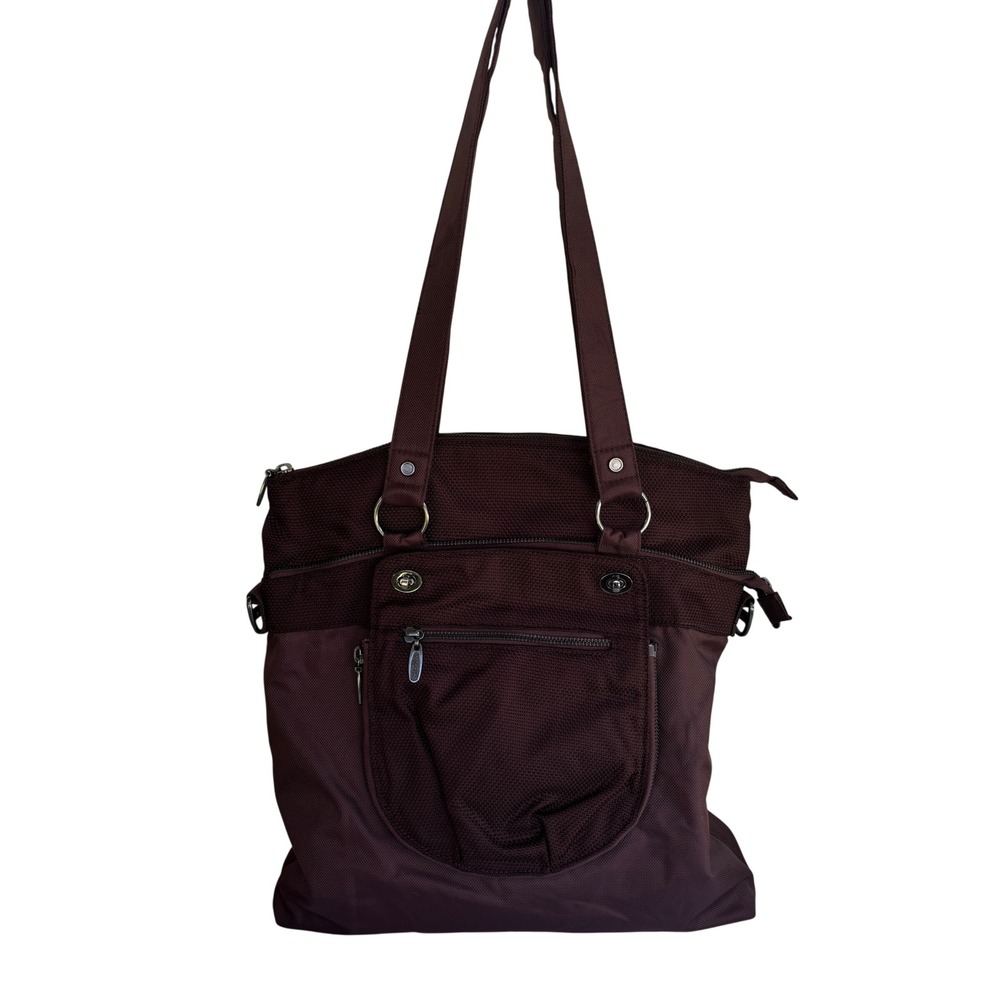 Baggallini Lapis Travel burgundy Bag/Tote/Diaper 2 Sizes In One Bag Long Strap
